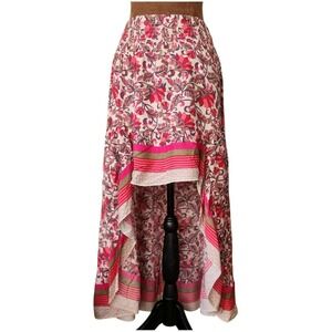 NWT Bohemian Skirt Size M Stretch Waist Floral Print High Low Flowy Festival